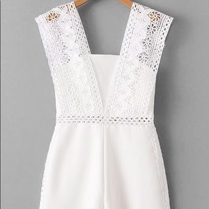 White Crochet Romper NWOT